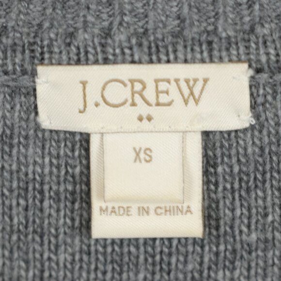 J. Crew Women's XS Gray Merino Wool Ribbed Crewneck 3/4 Raglan Sleeve Sweater - Picture 5 of 8